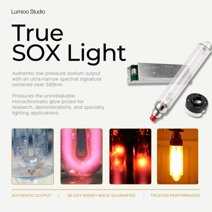 Advertisement for True SOX Lamp 55w with product and application examples on a white background.