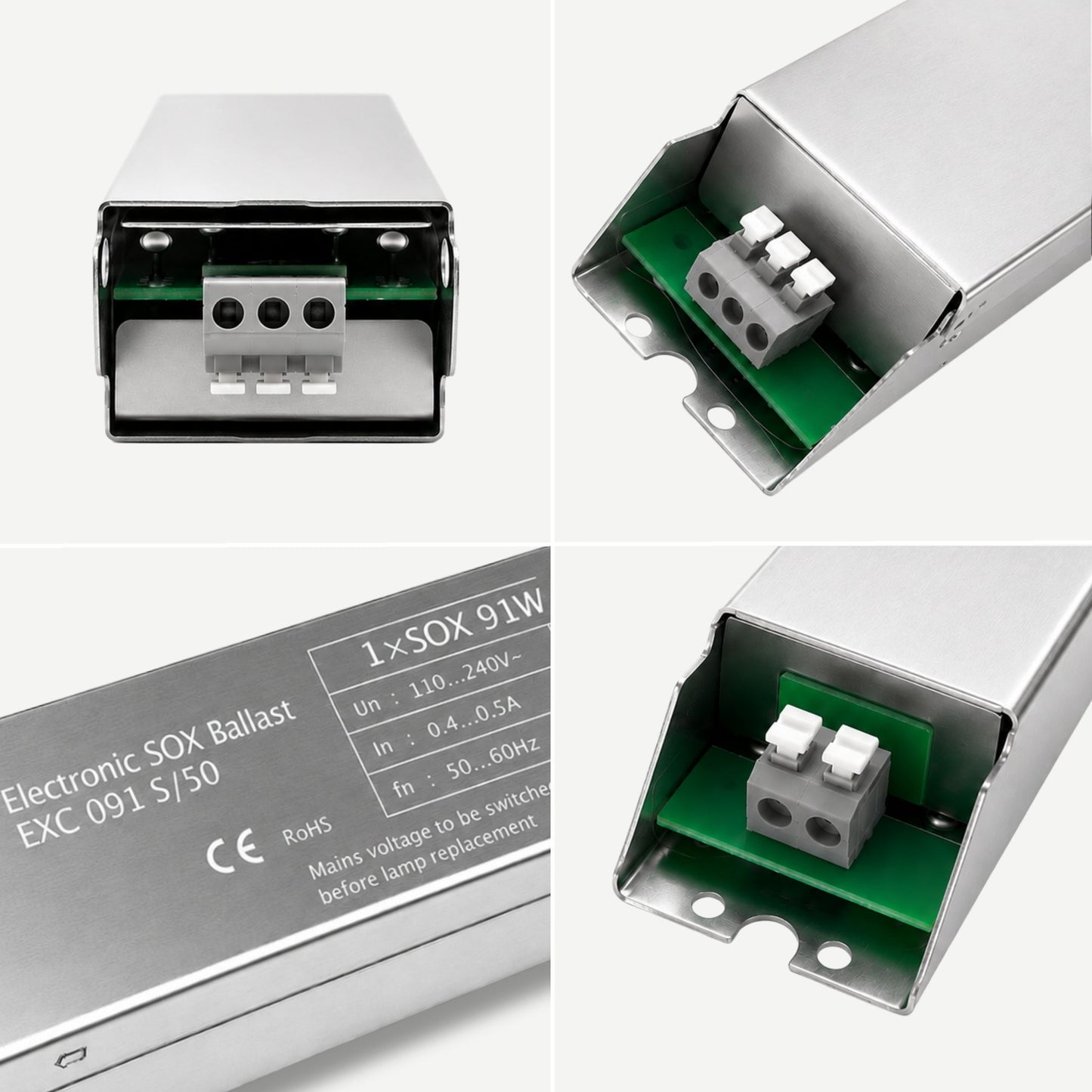 91w Electronic SOX ballast with close-up details on a white background