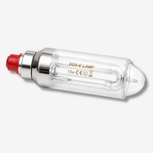 SOX-E 18w lamp on a white background
